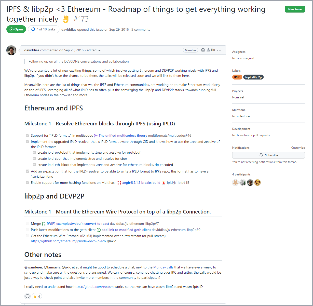 Early libp2p and Ethereum collaboration